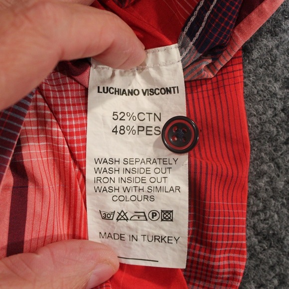 Visconti Black Mens Red Plaid Long Sleeve Button Down Shirt XL - Picture 8 of 10